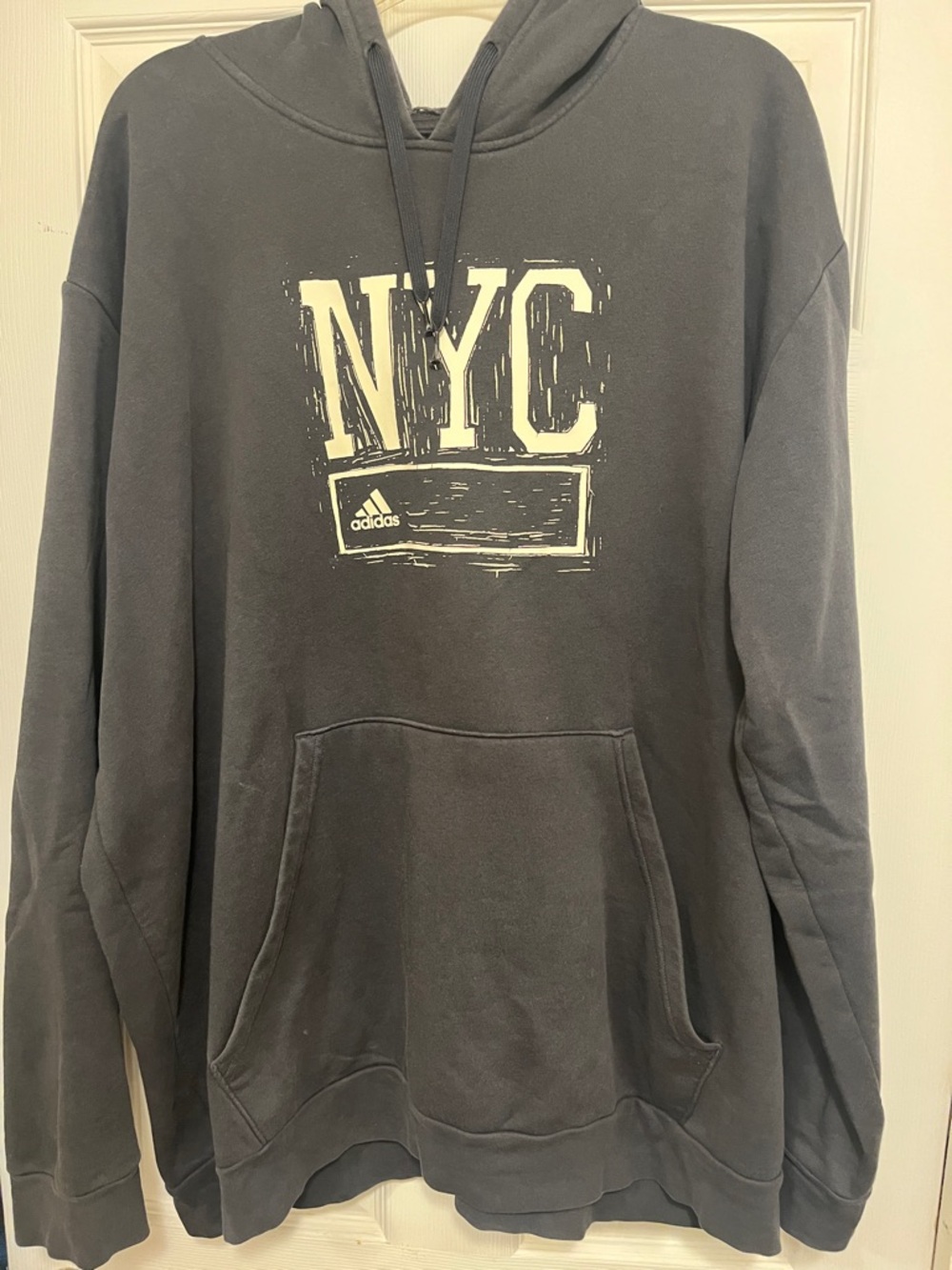 adidas Black NYC Graphic Hoodie - Men's Pullover Sweatshirt 2XL